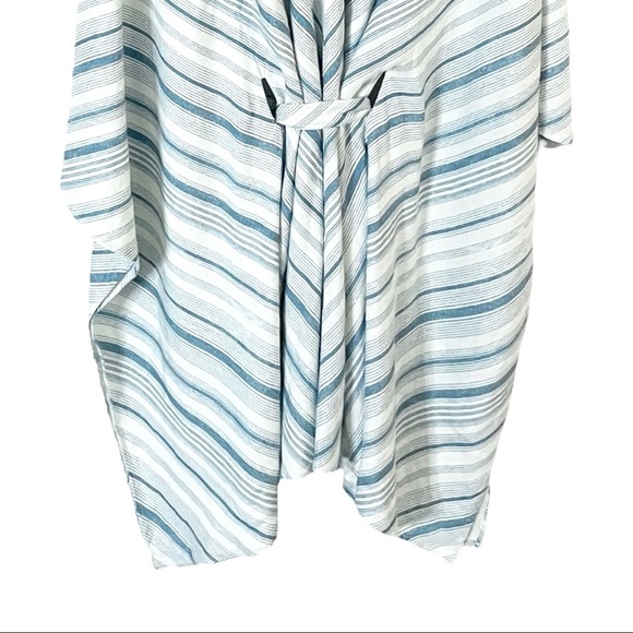 Chaser Beachy Linen Lace-up Dolman Stripe Hooded Tunic Dress Cover Up Size M NWT - Picture 7 of 10